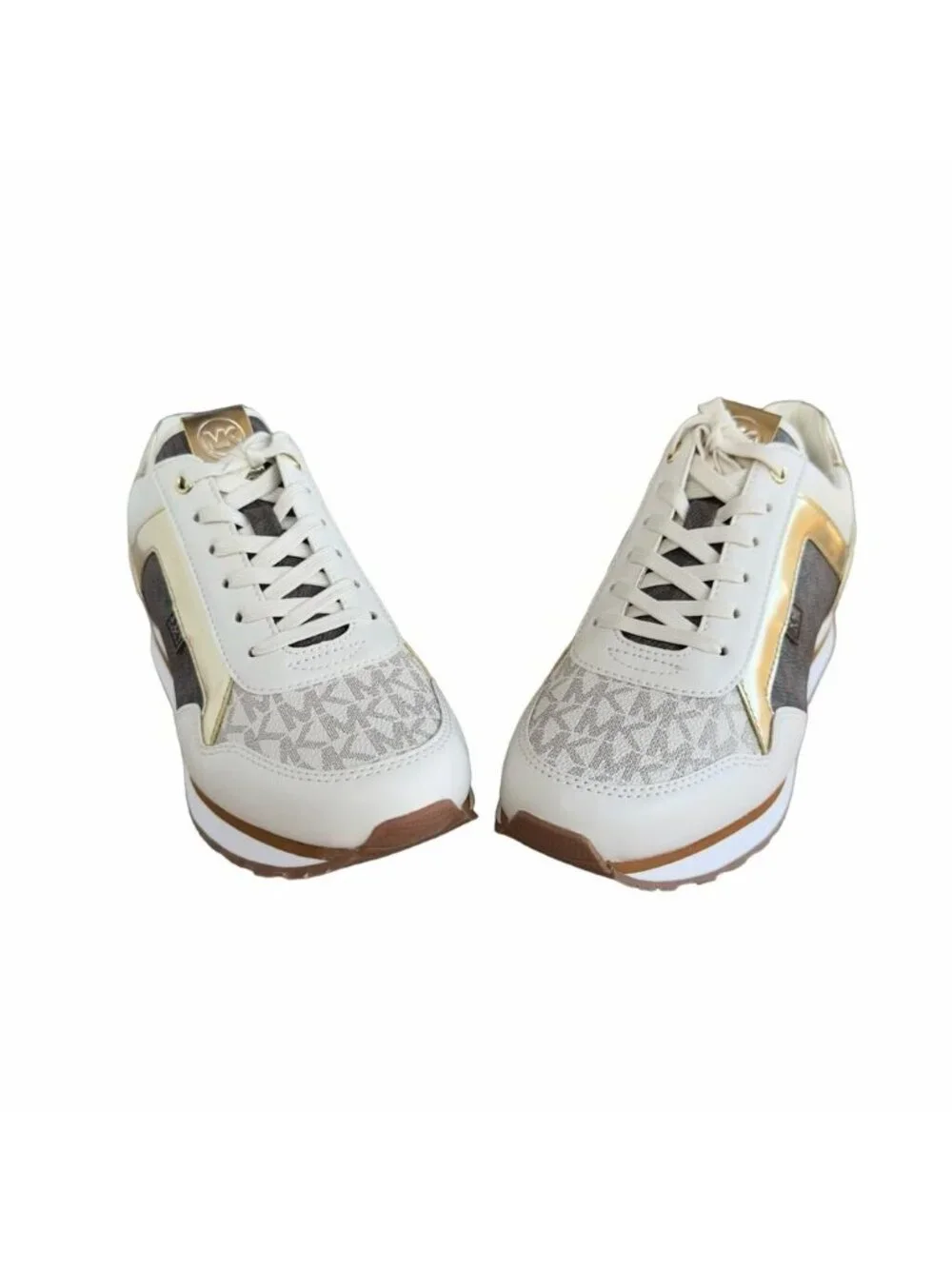 ✨Michael Kors Maddy Trainer Sneaker Vanilla Brown Gold Sz 6.5 Women Shoes Casual - Picture 4 of 10